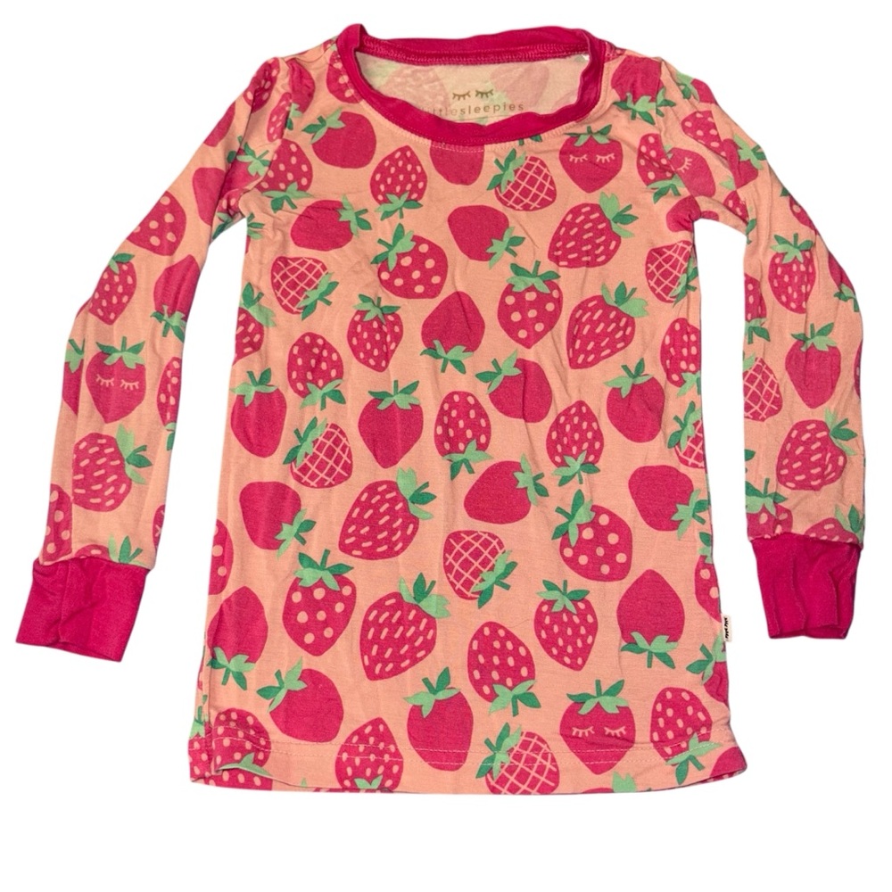 Little Sleepies Pink and Green Sweet Strawberry Long Sleeve pajamas - 18-24 M - Picture 2 of 4